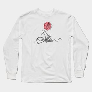 Rose Flower growing from book Long Sleeve T-Shirt